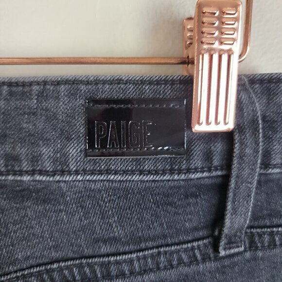 Paige 27 Hoxton Straight Leg Ankle Black Moonlight Fog Side Frayed Cropped Jeans - Picture 8 of 16